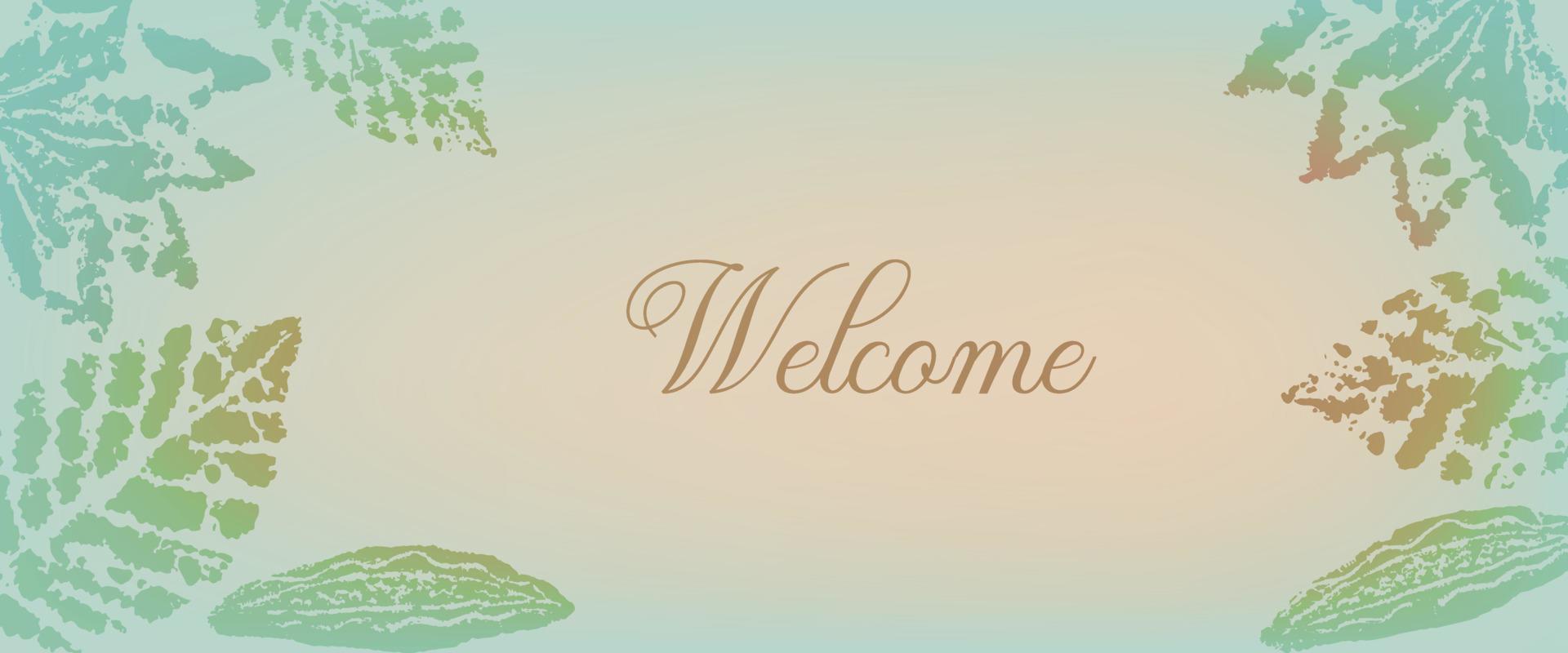 Banner Welcome Autumn stamp imprint leaf, horizontal. vector