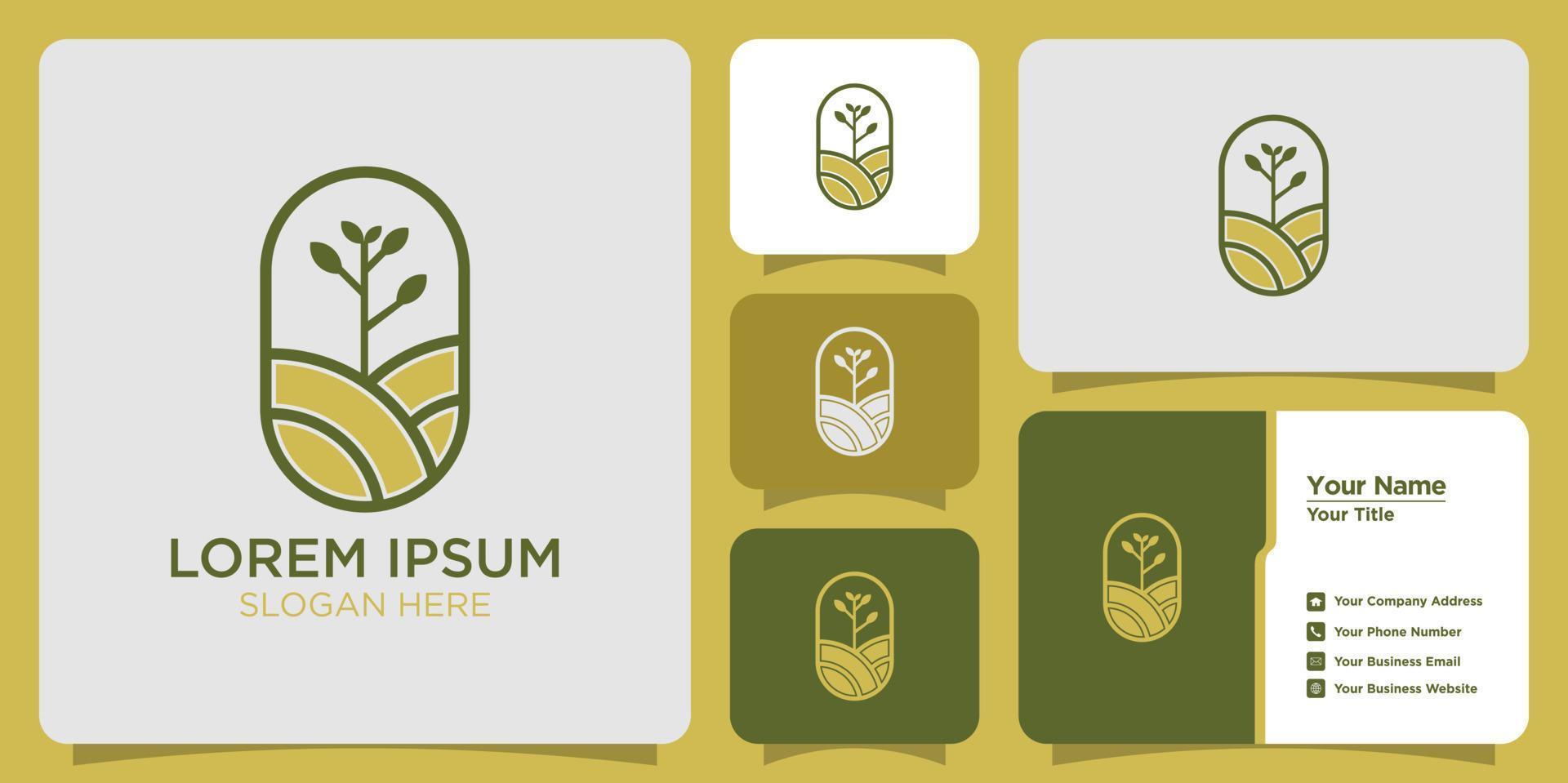 minimalist farm logo and branding card vector