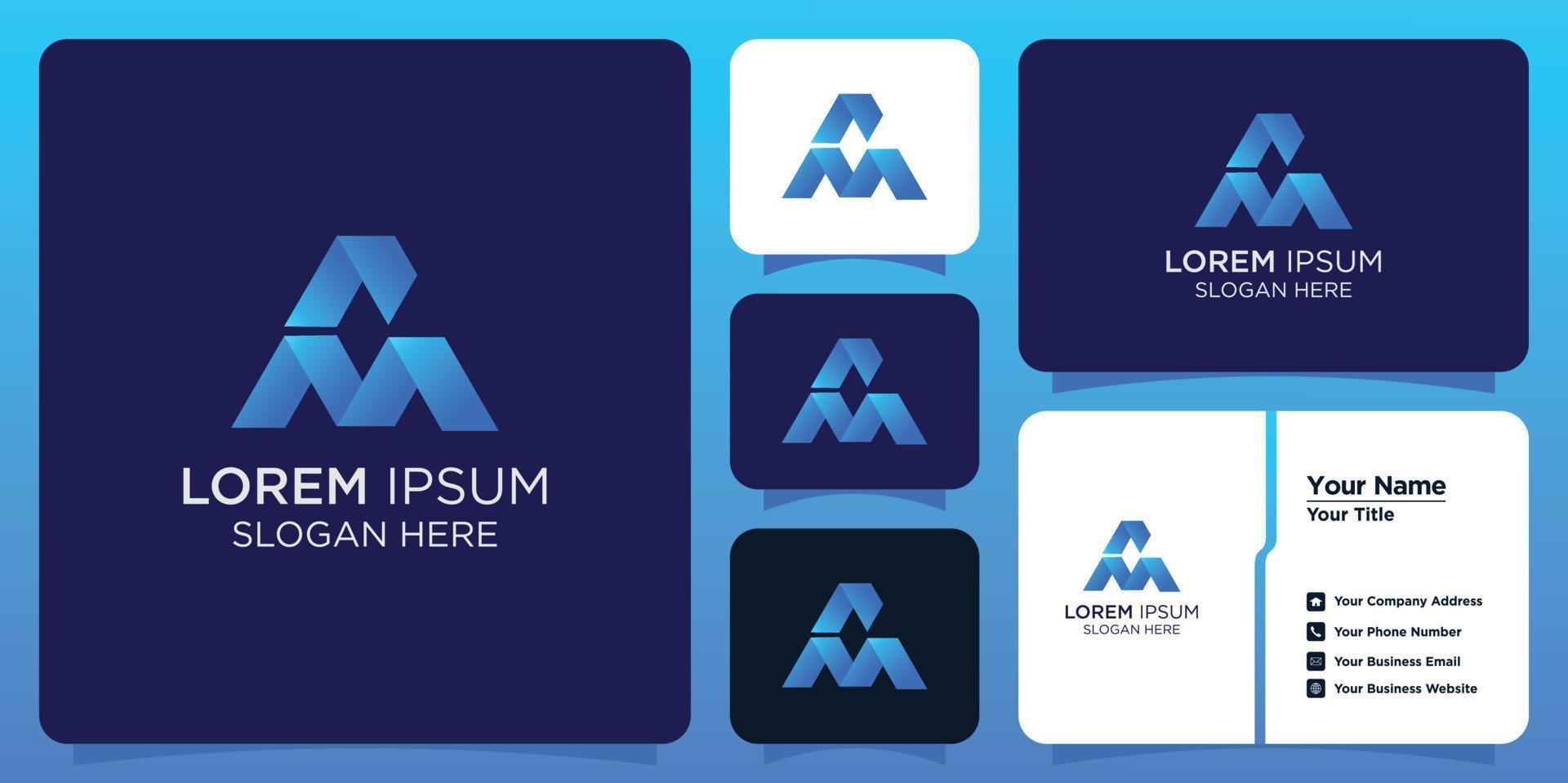 technology letter M logo and branding card vector