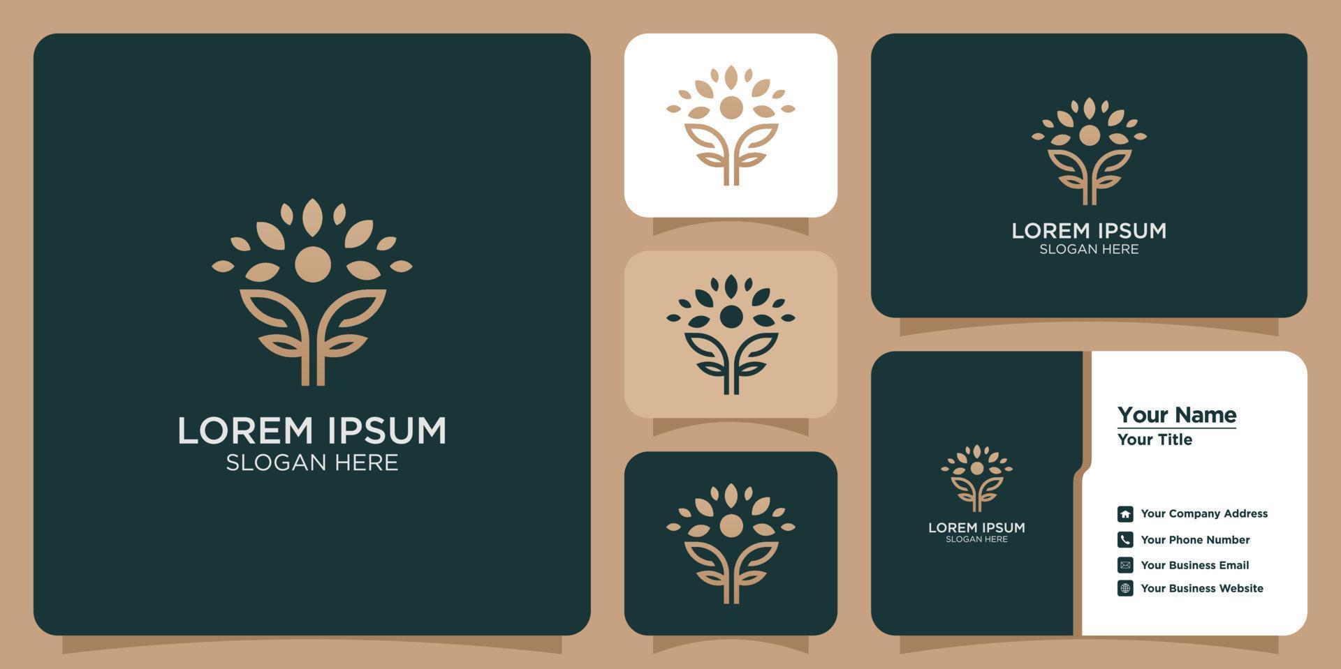 Feminine beauty flower logo design with abstract luxury leaf vector