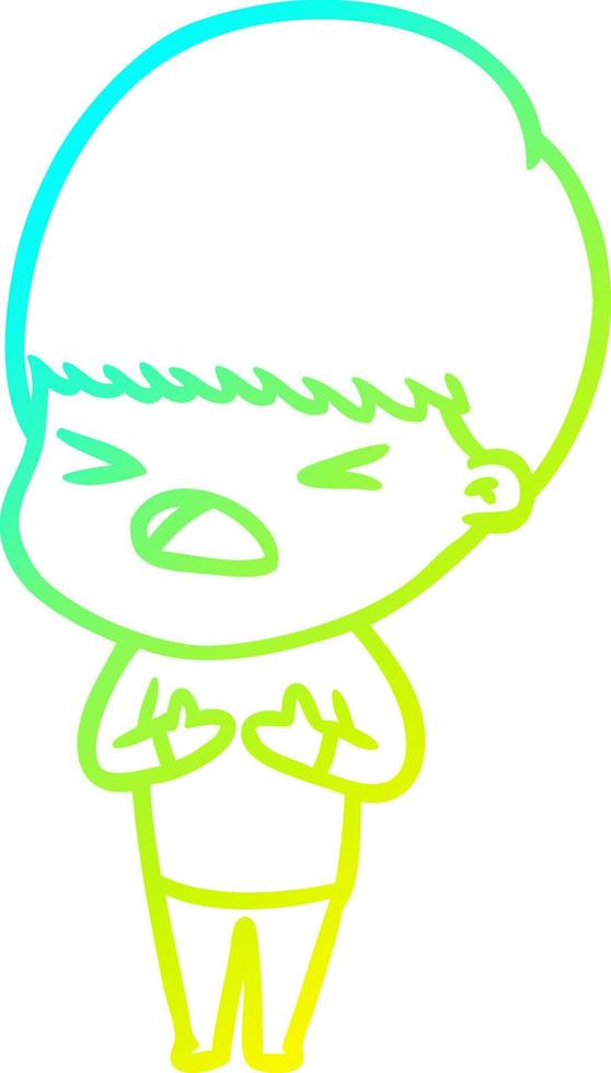cold gradient line drawing cartoon stressed man vector