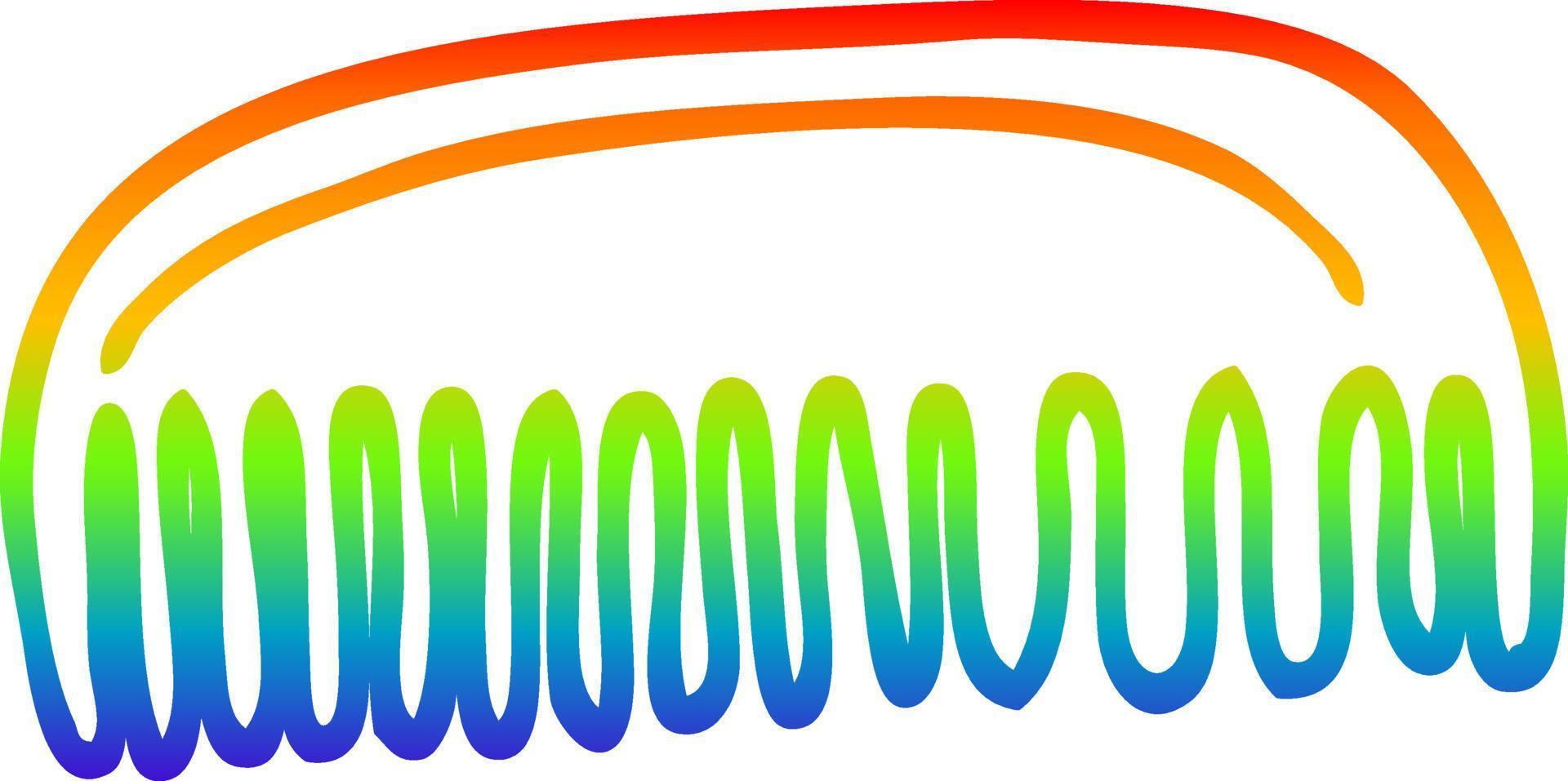 rainbow gradient line drawing cartoon plastic comb vector