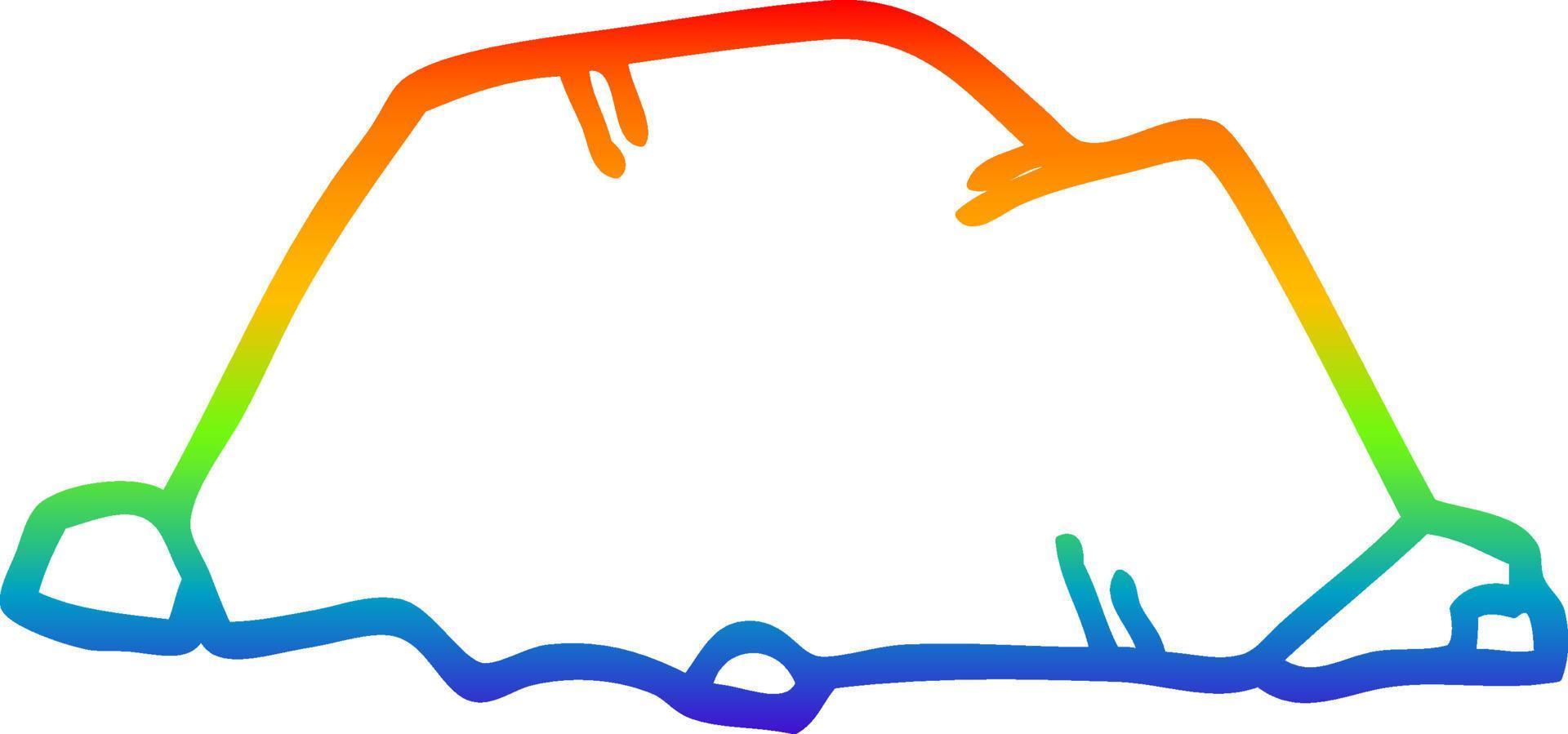 rainbow gradient line drawing cartoon rock vector