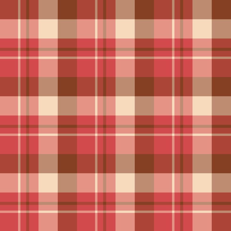 Seamless pattern in awesome red, beige and brown colors for plaid, fabric, textile, clothes, tablecloth and other things. Vector image.