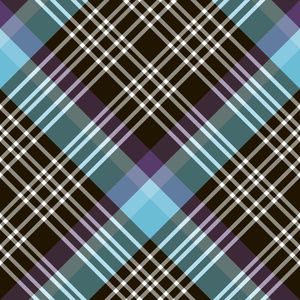 Seamless pattern in dark brown, white, bright blue and purple colors for plaid, fabric, textile, clothes, tablecloth and other things. Vector image. 2