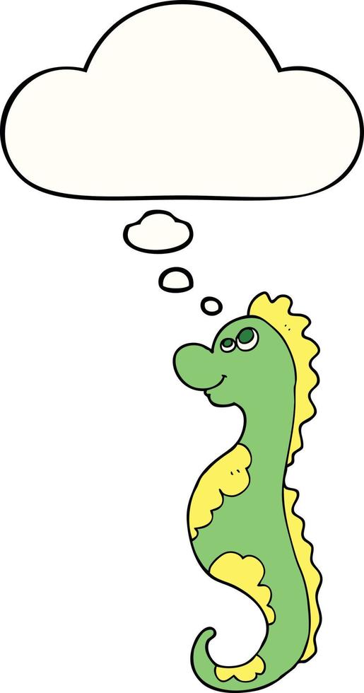 cartoon sea horse and thought bubble vector