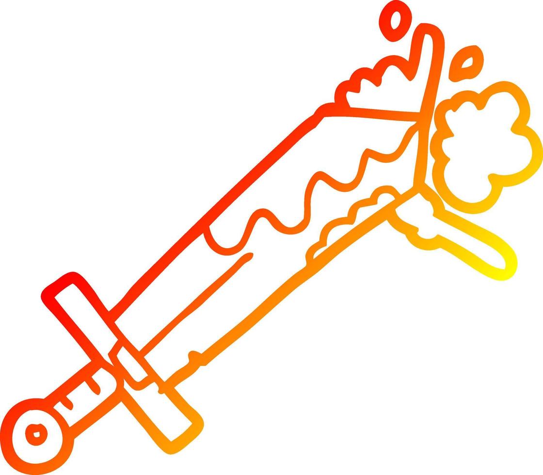 warm gradient line drawing bloody cartoon sword vector