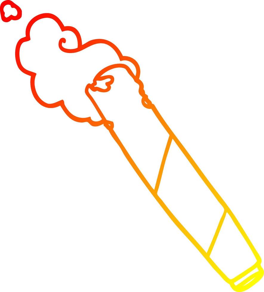 warm gradient line drawing cartoon smoking joint vector