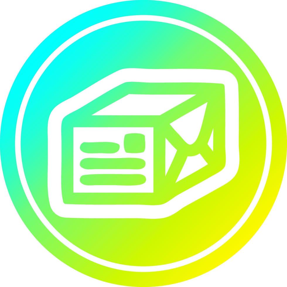 wrapped parcel circular in cold gradient spectrum vector