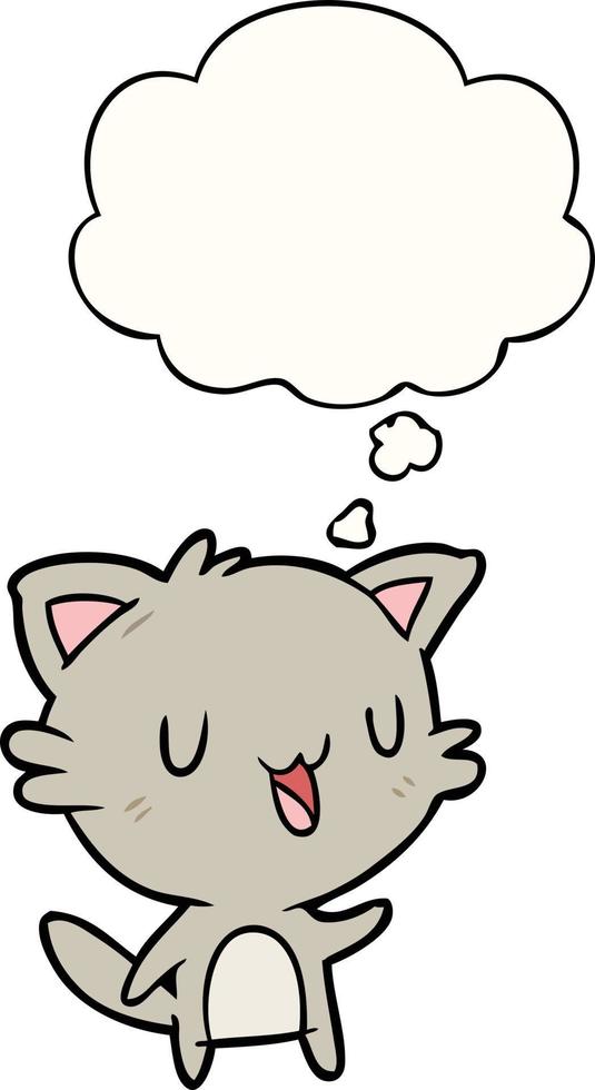 cartoon happy cat and thought bubble vector