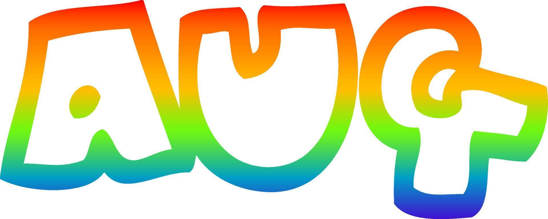 rainbow gradient line drawing cartoon month of august vector