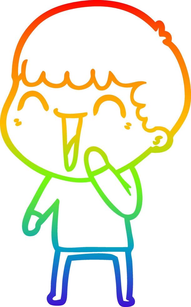 rainbow gradient line drawing cartoon happy man vector