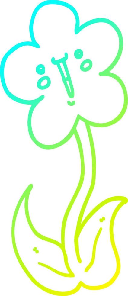 cold gradient line drawing cartoon flower vector