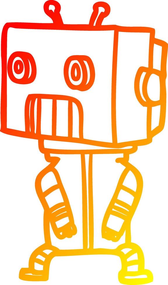 robot de dibujos animados de dibujo lineal de gradiente cálido vector