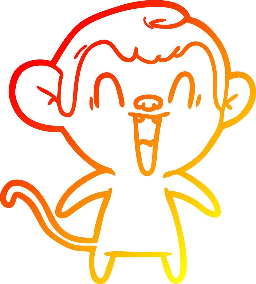 warm gradient line drawing cartoon laughing monkey vector