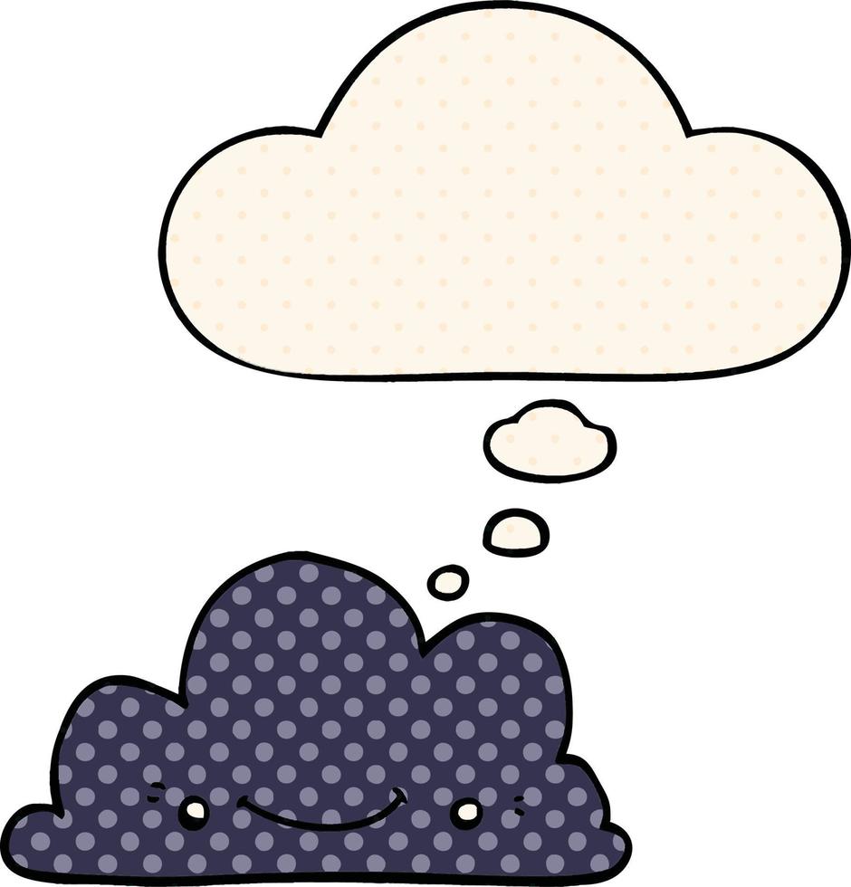 cute cartoon cloud and thought bubble in comic book style vector