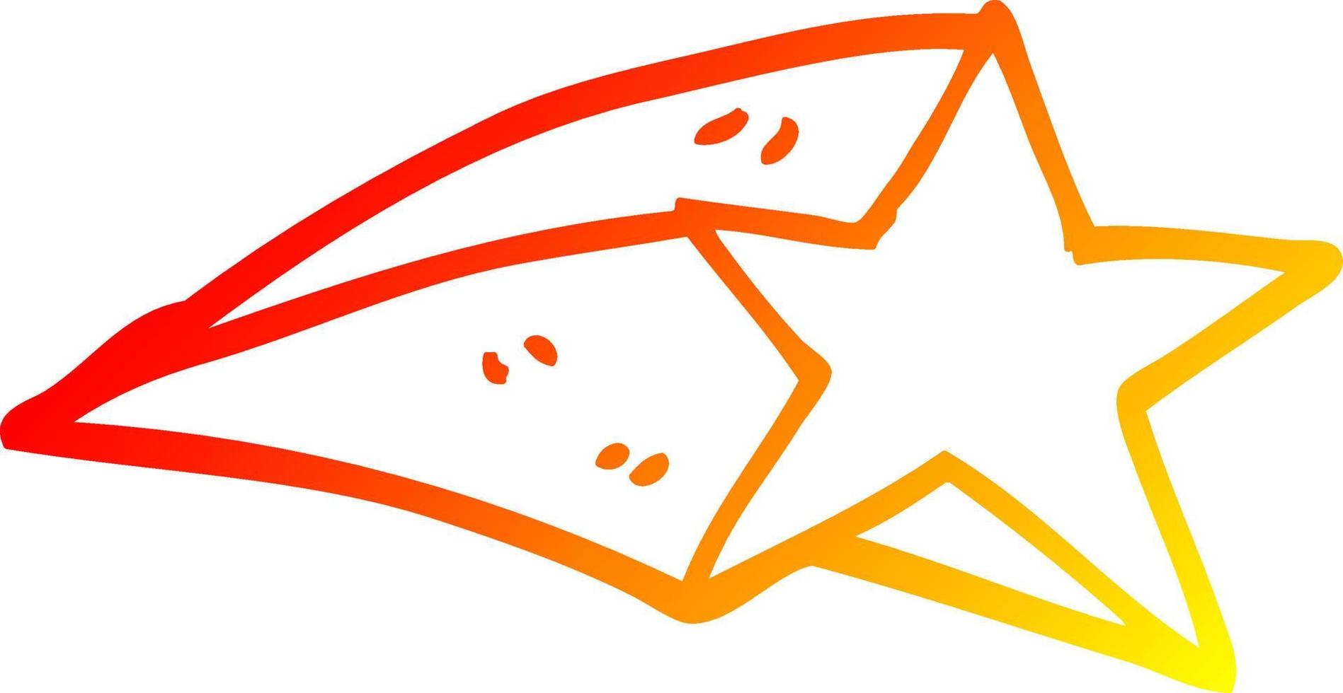 warm gradient line drawing cartoon shooting star vector