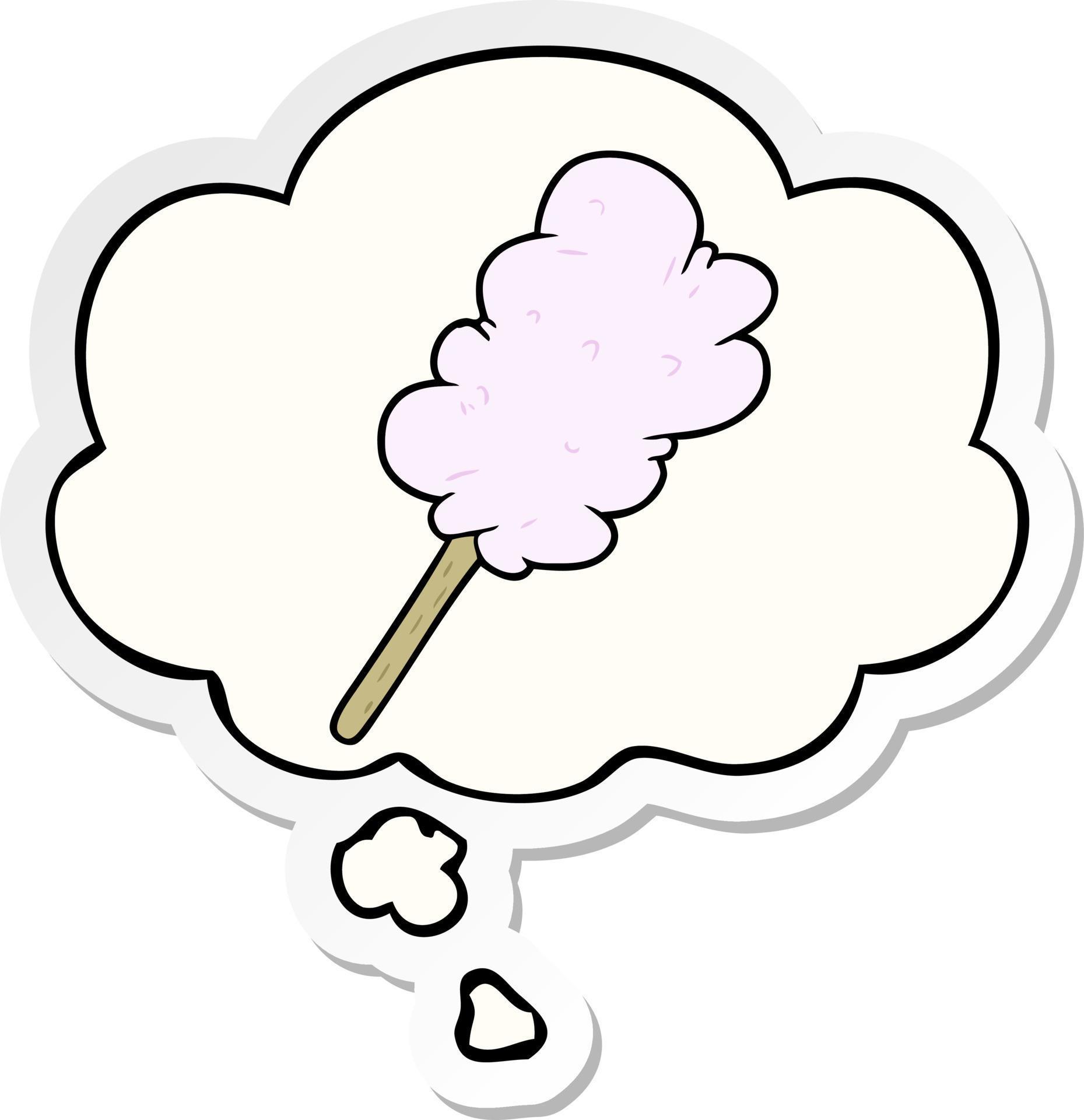 cartoon candy floss and thought bubble as a printed sticker 10007053