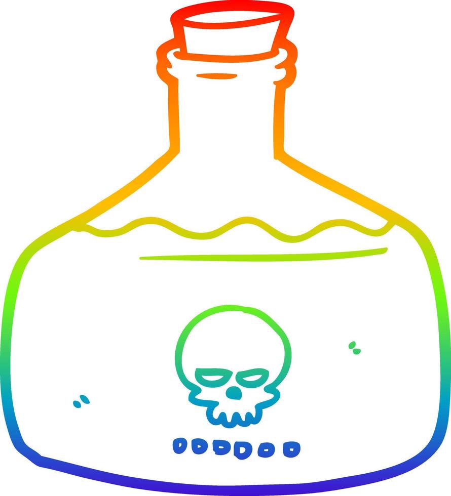 dibujo de línea de gradiente de arco iris vial de dibujos animados de veneno asesino vector