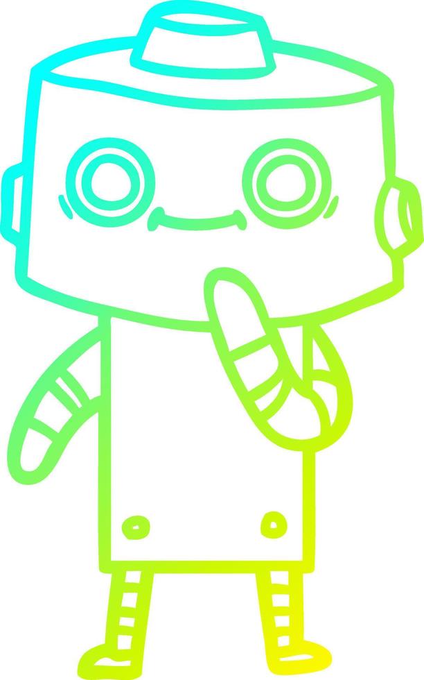 cold gradient line drawing cartoon robot vector