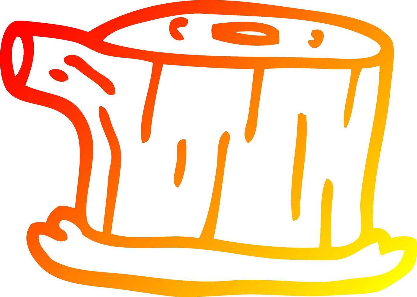 warm gradient line drawing cartoon tree log vector