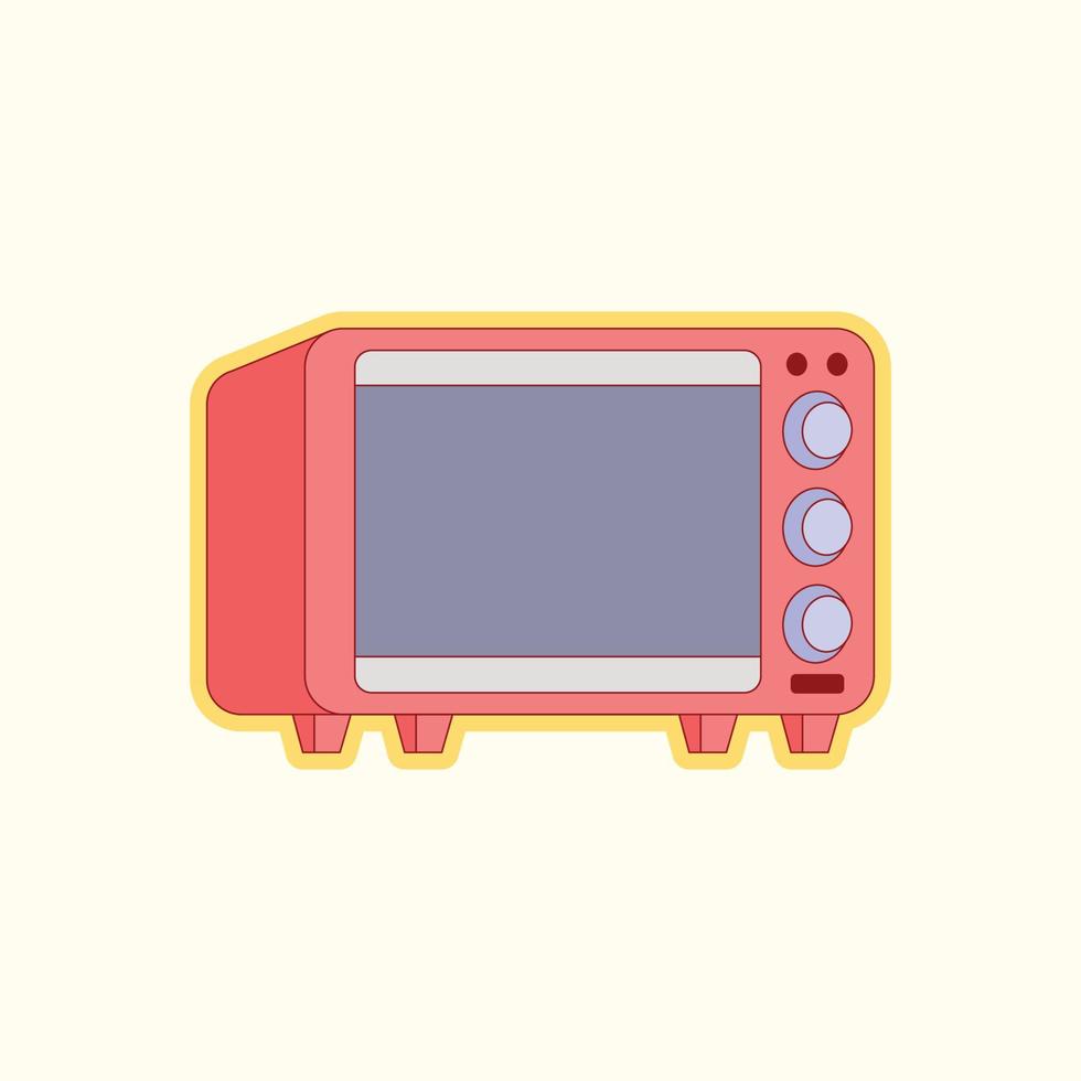 Microwave cartoon sticker icon flat design vector