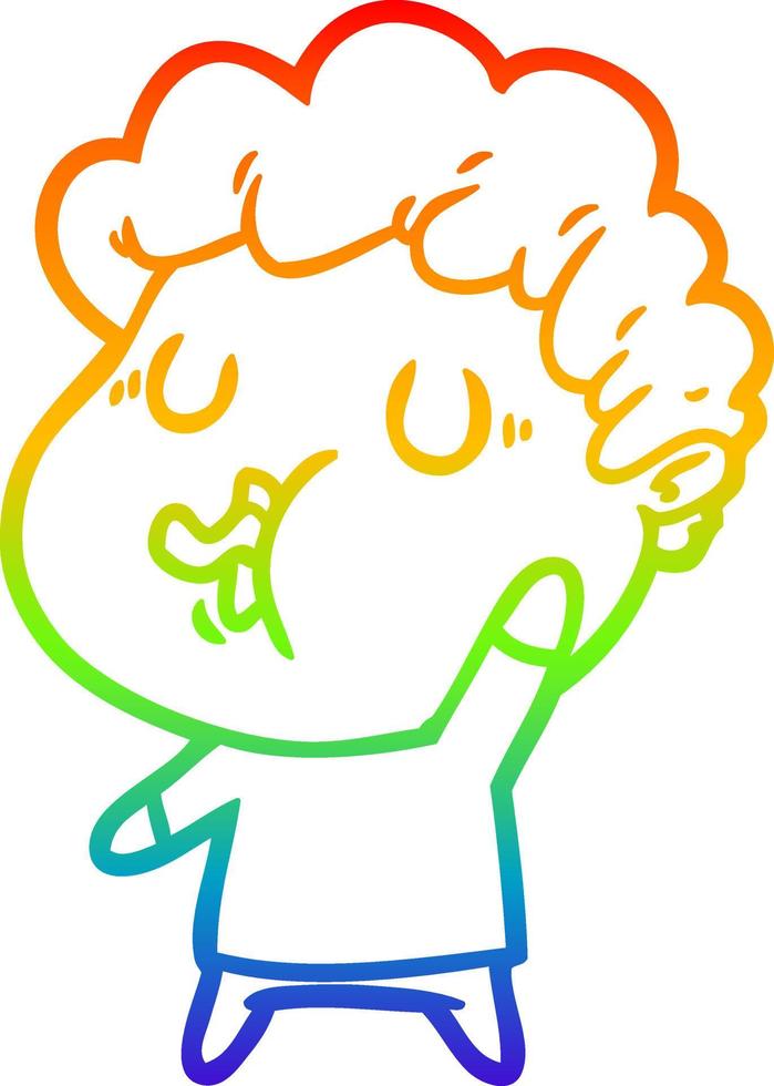 rainbow gradient line drawing cartoon man singing vector