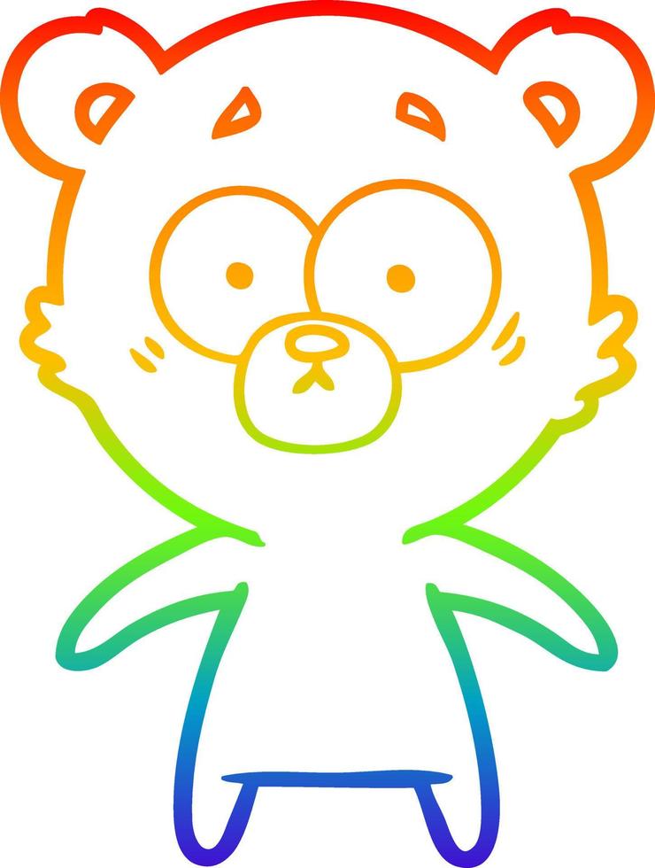 rainbow gradient line drawing worried bear cartoon vector