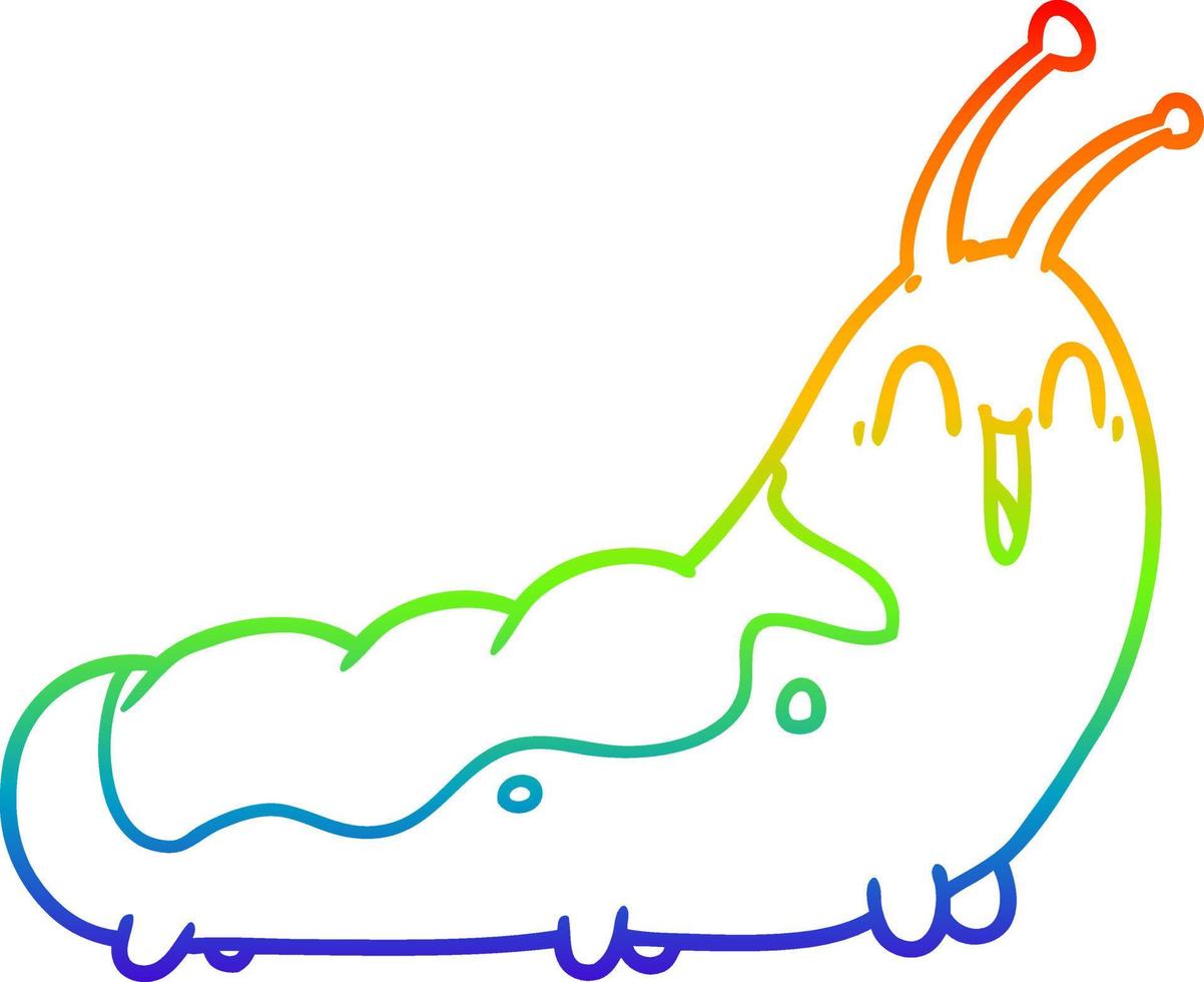 arco iris gradiente línea dibujo gracioso caricatura oruga vector