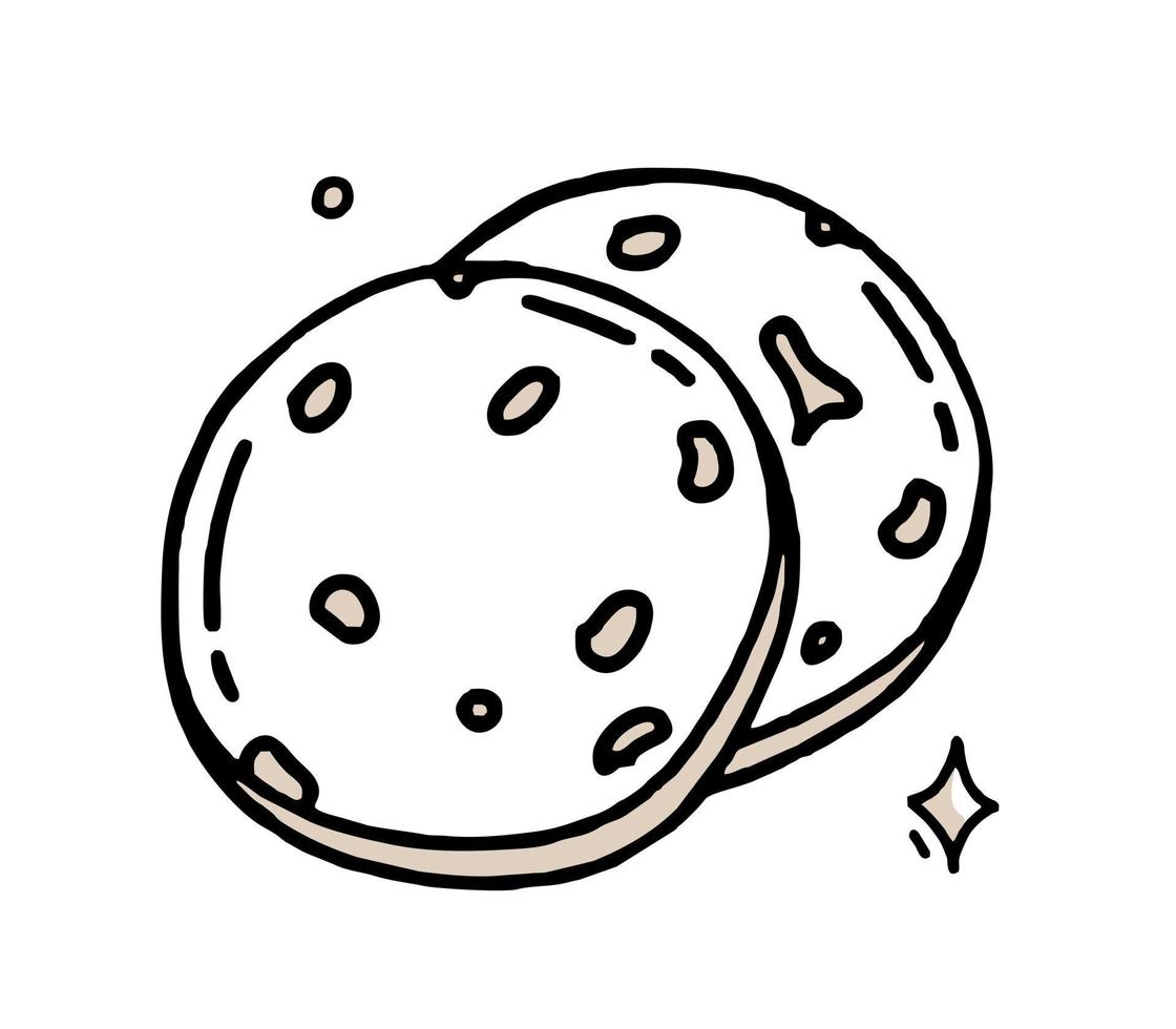 galletas de avena doodle clipart en negro y beige ilustración vectorial en estilo dibujado a mano vector