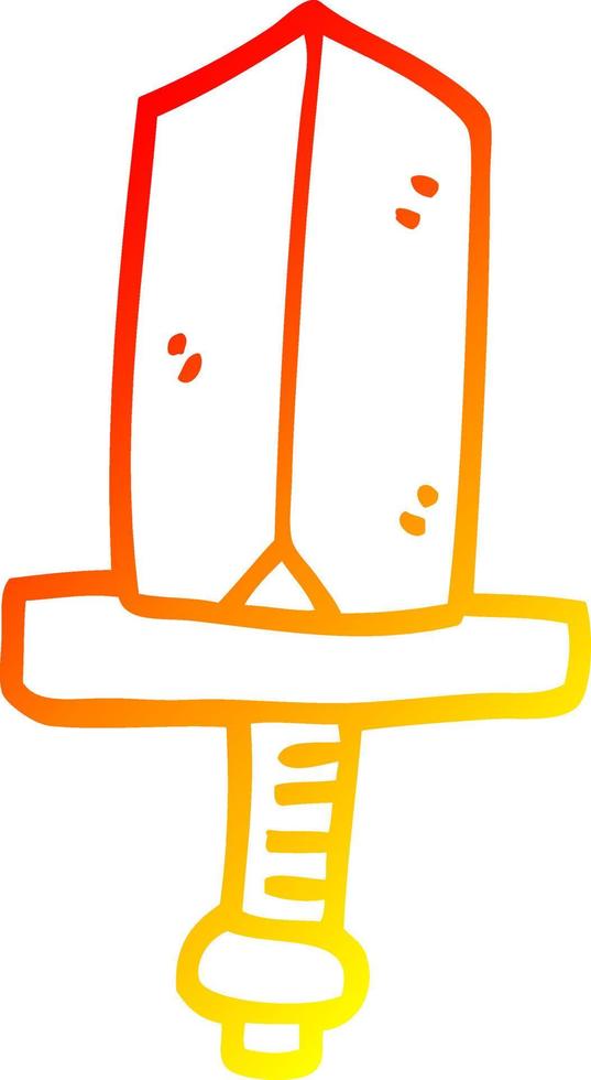 warm gradient line drawing cartoon gold dagger vector