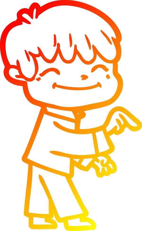 warm gradient line drawing cartoon happy boy vector