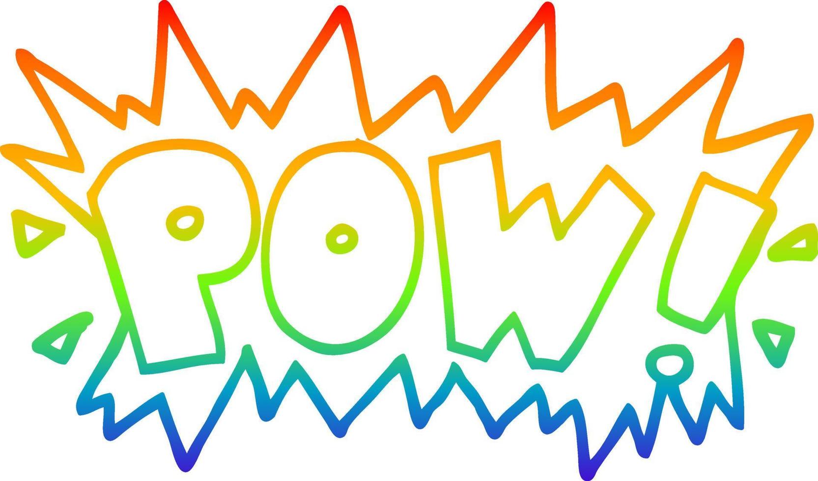 rainbow gradient line drawing cartoon word pow vector