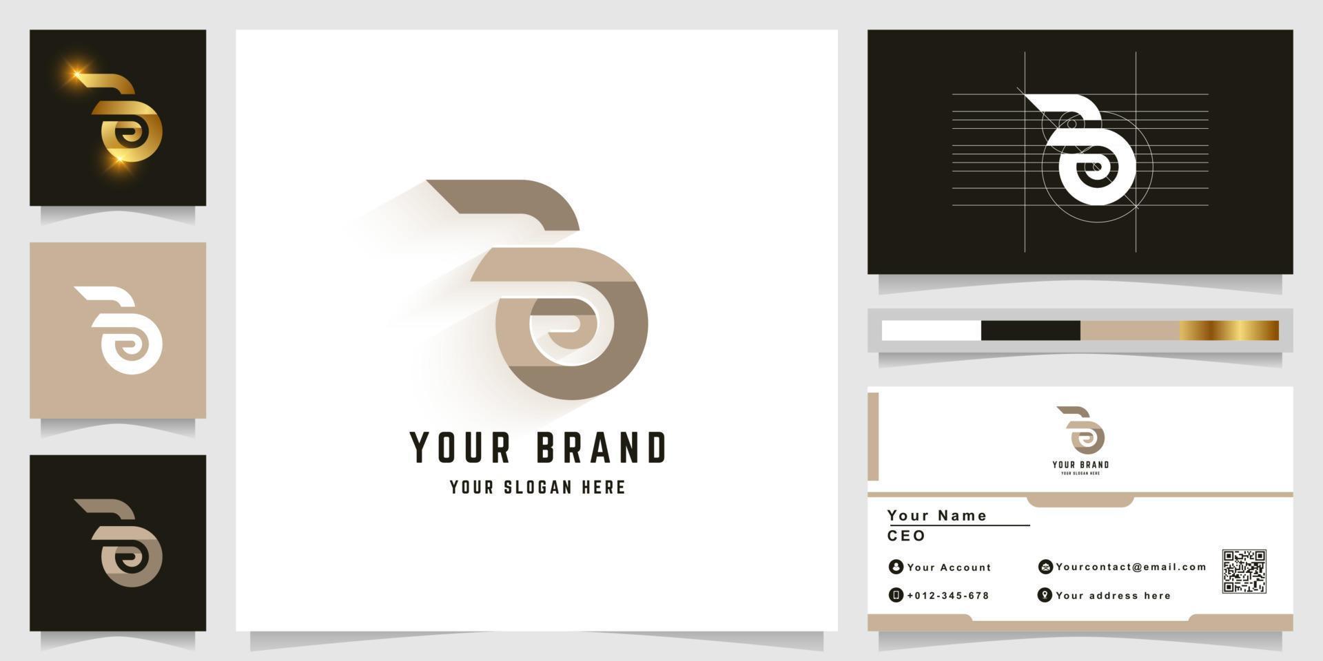 Letter B or Ba monogram logo with business card design vector