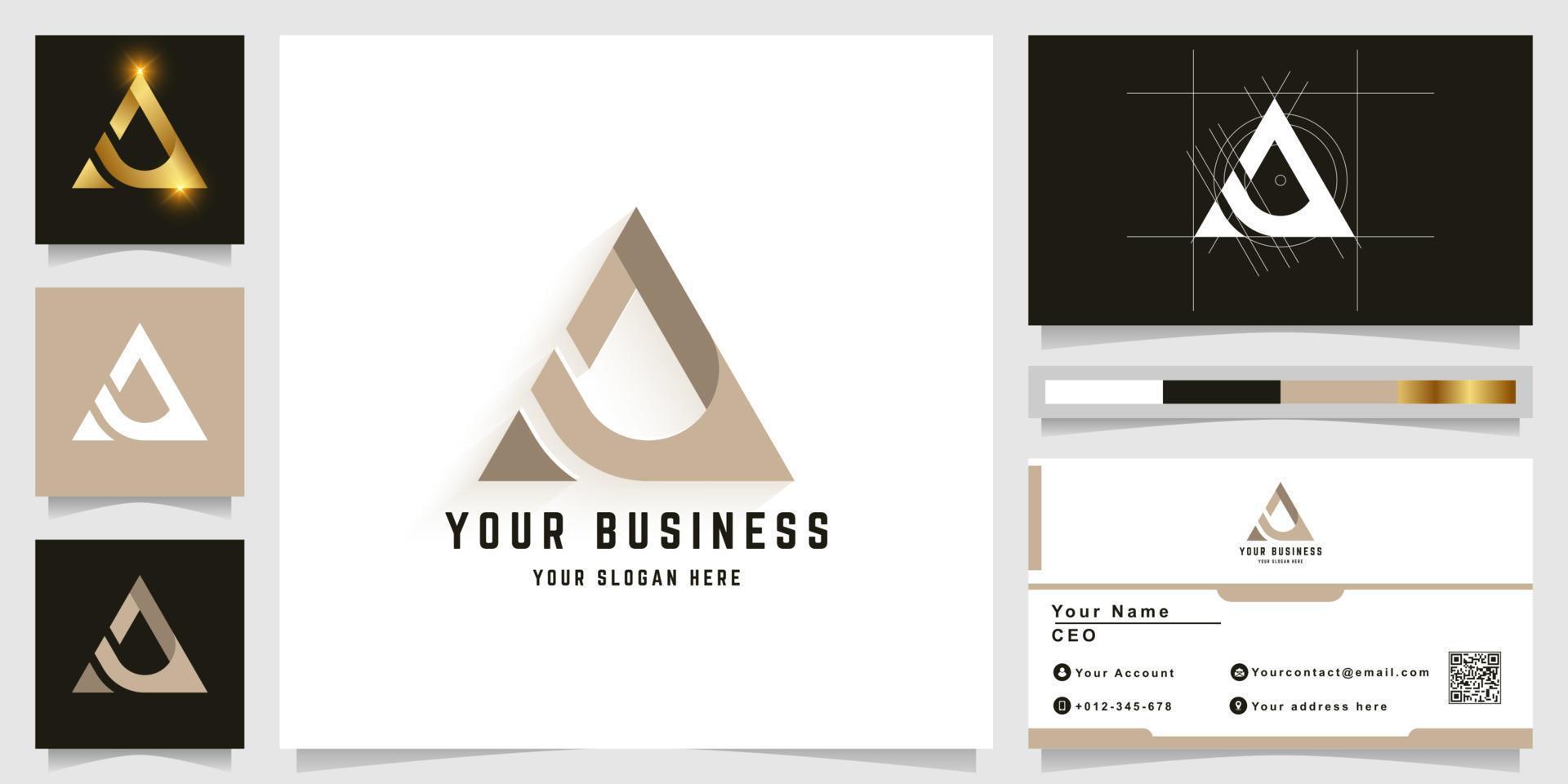 Letter A or aa monogram logo with business card design vector
