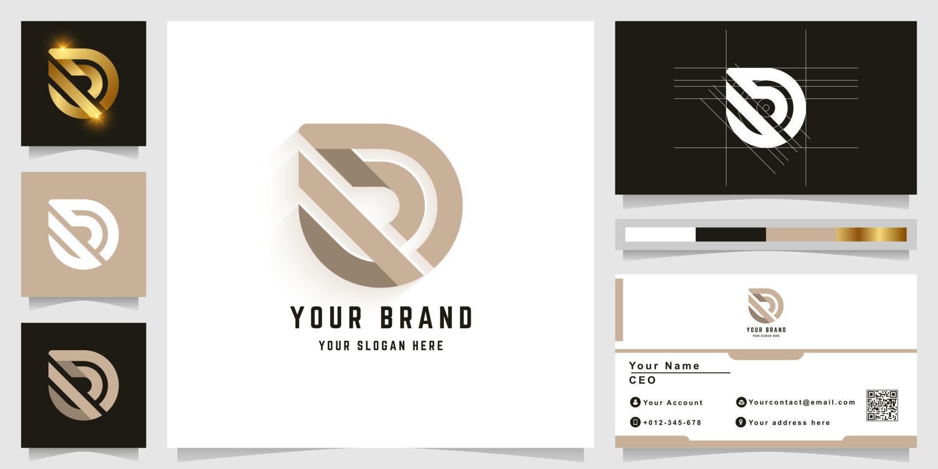 Letter D or VD monogram logo with business card design vector