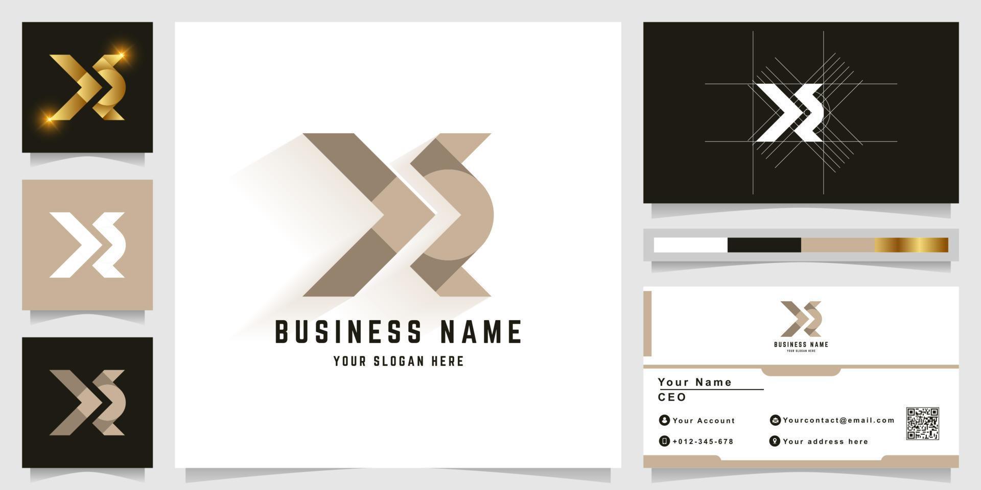 Letter X or XE monogram logo with business card design vector