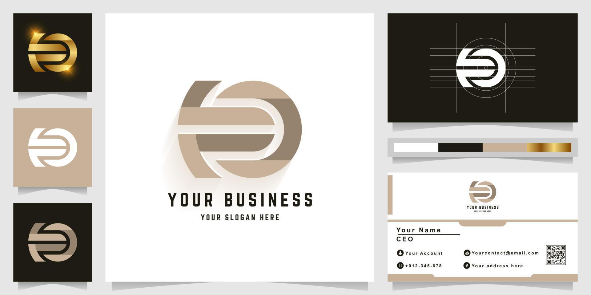 Letter EO or Ea monogram logo with business card design vector