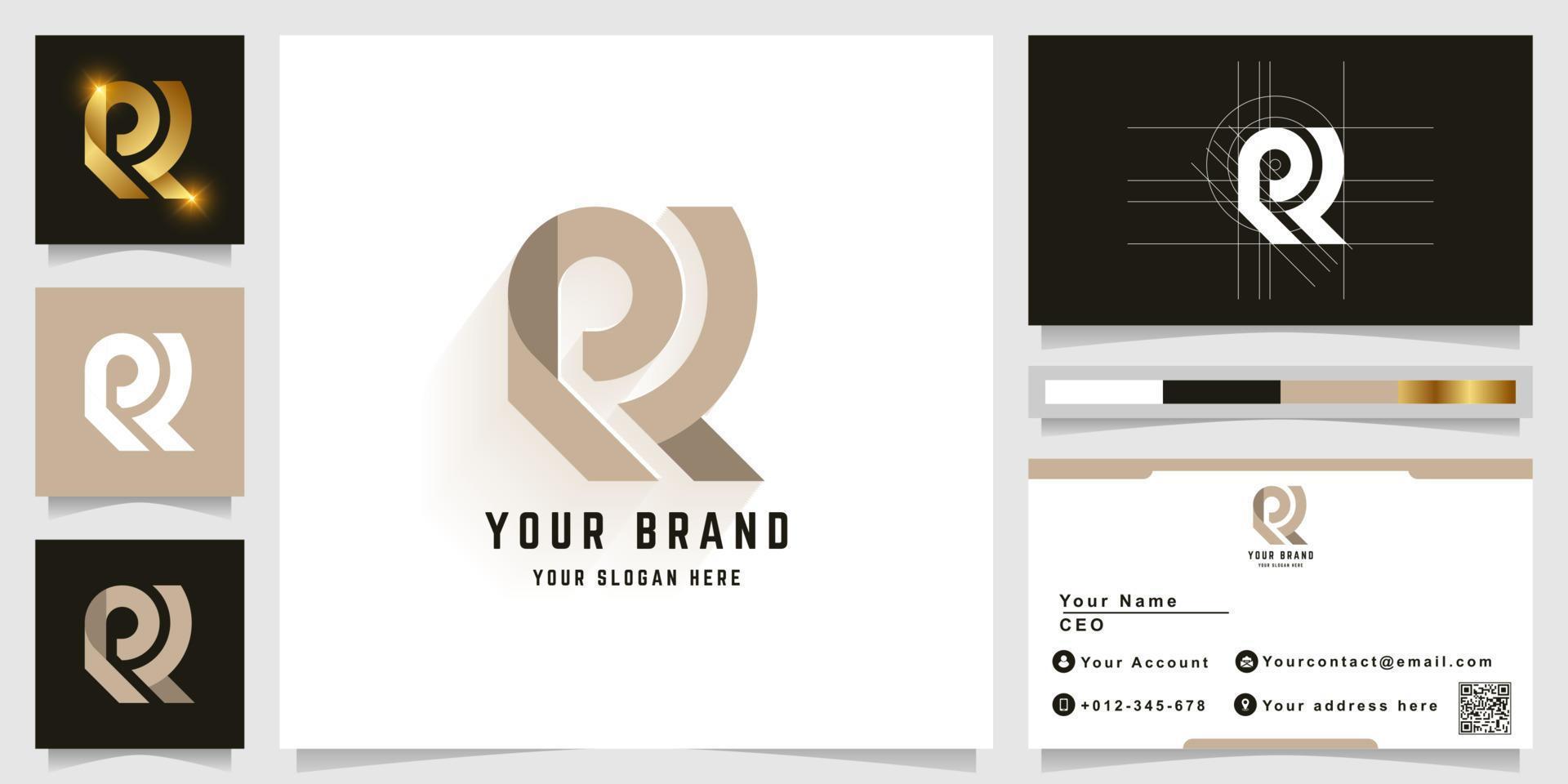 Letter R or RL monogram logo with business card design vector