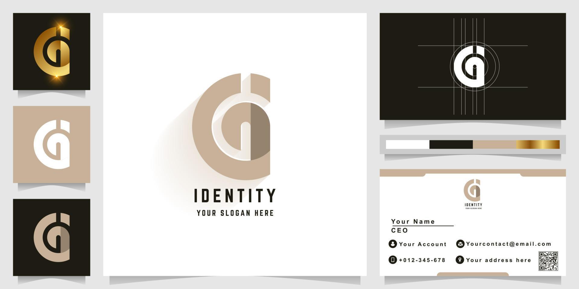 Letter G or Gi monogram logo with business card design vector