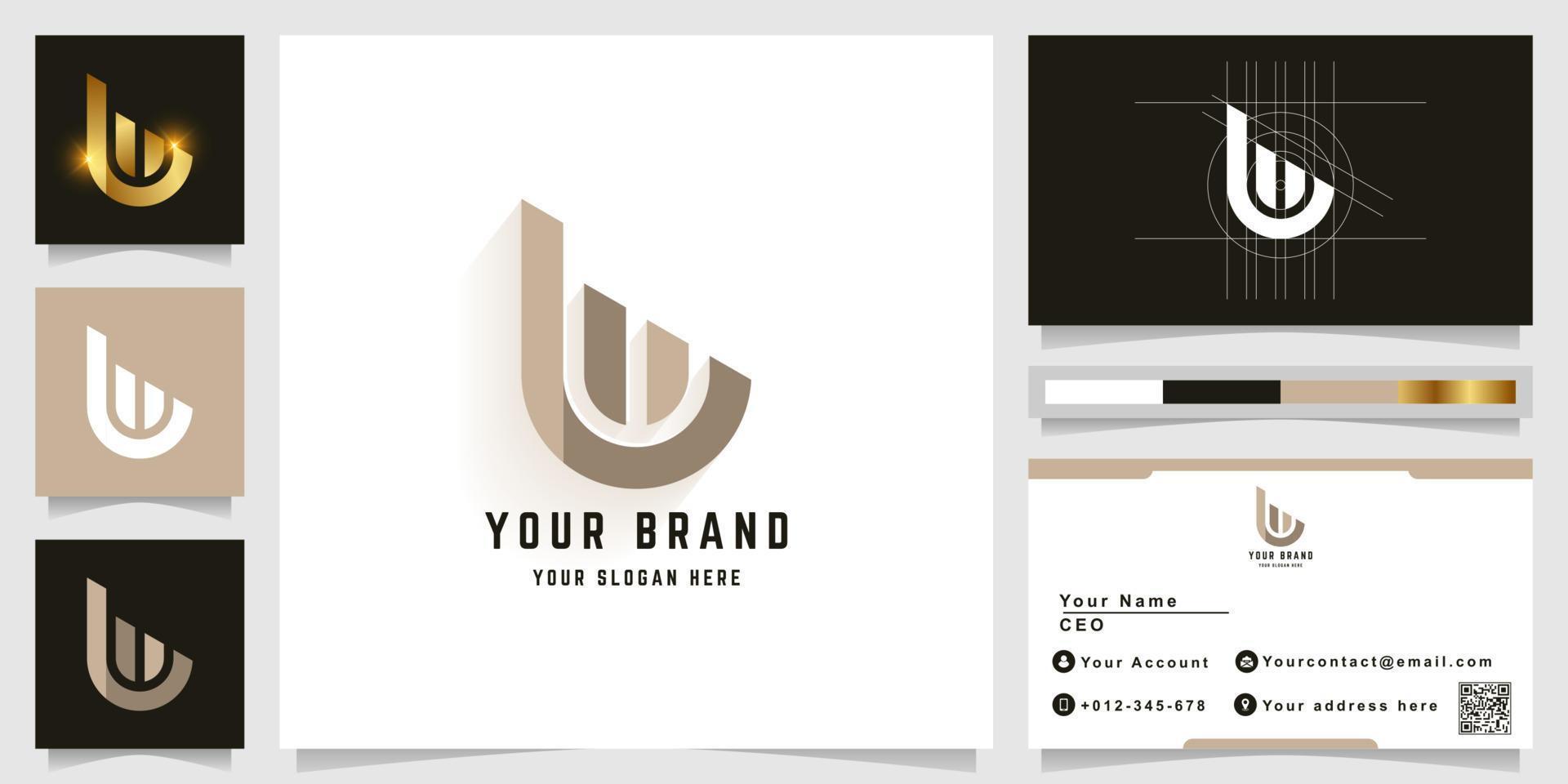Letter bm or Lu monogram logo with business card design vector