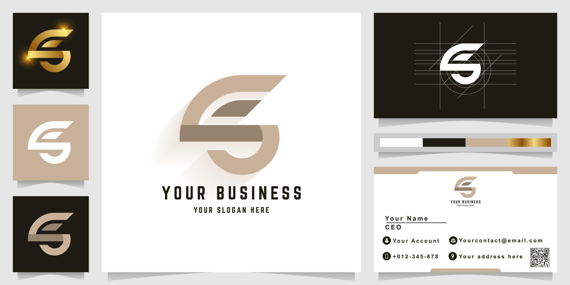 Letter SG or CG monogram logo with business card design vector