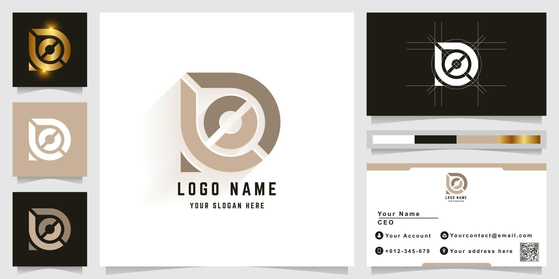 Letter D or DO monogram logo with business card design vector