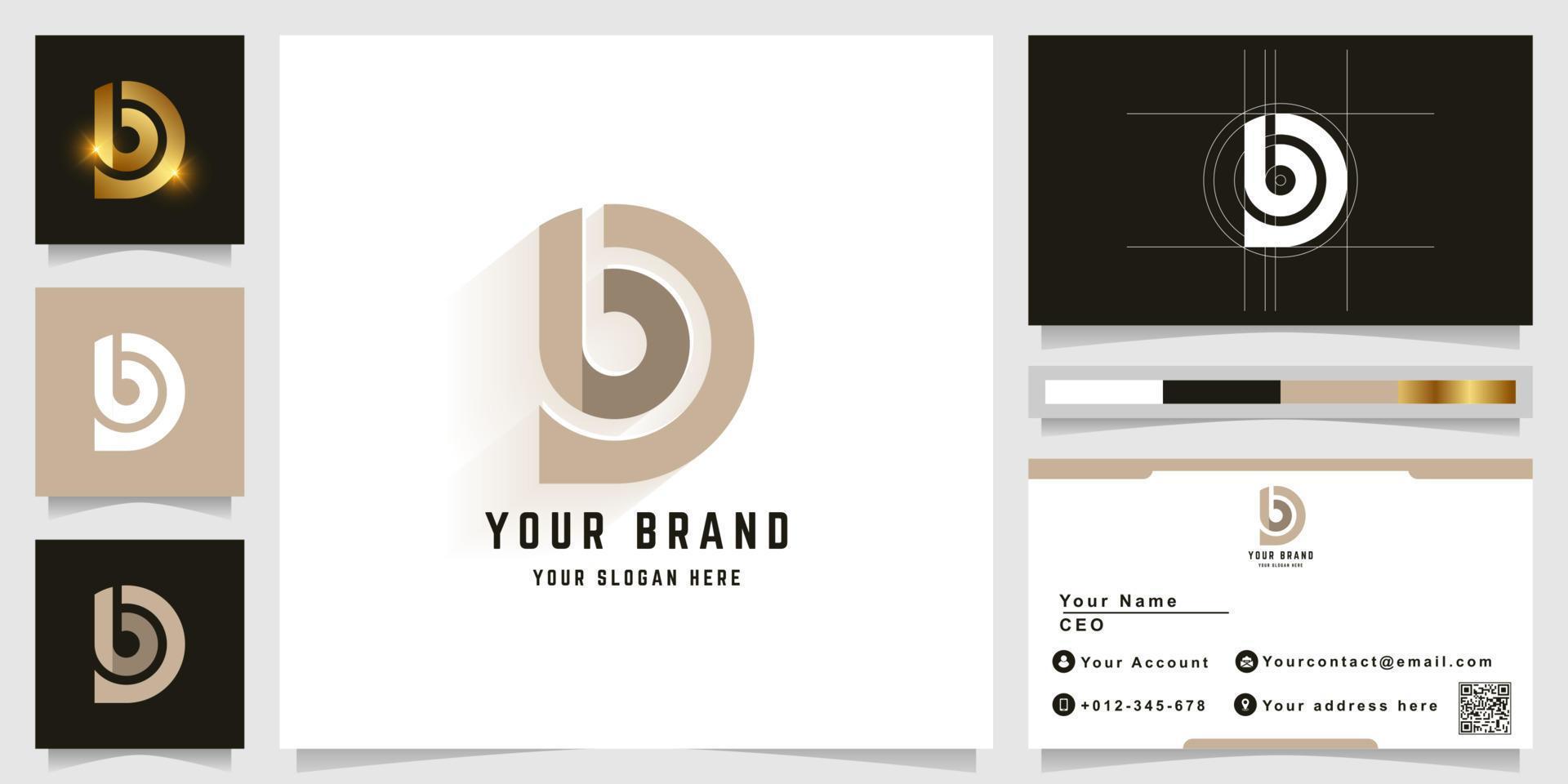 Letter Db or bD monogram logo with business card design vector