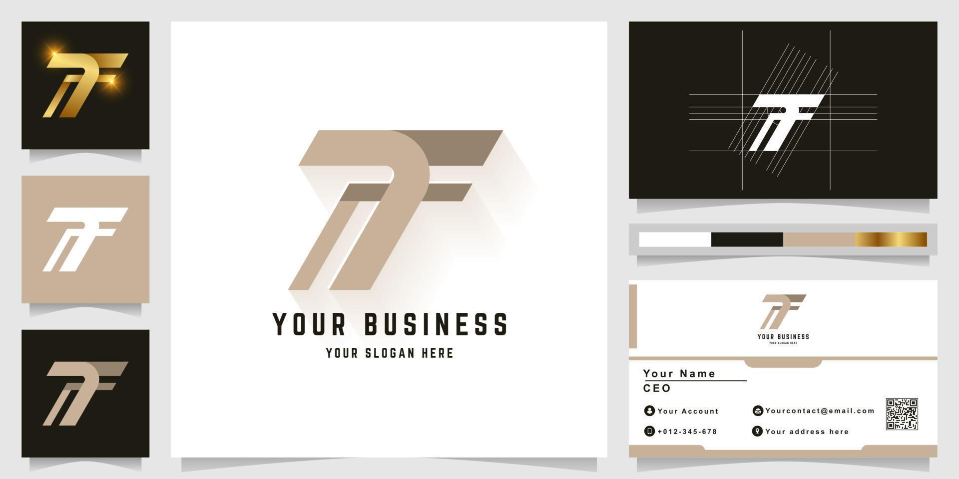 Letter T or TF monogram logo with business card design vector