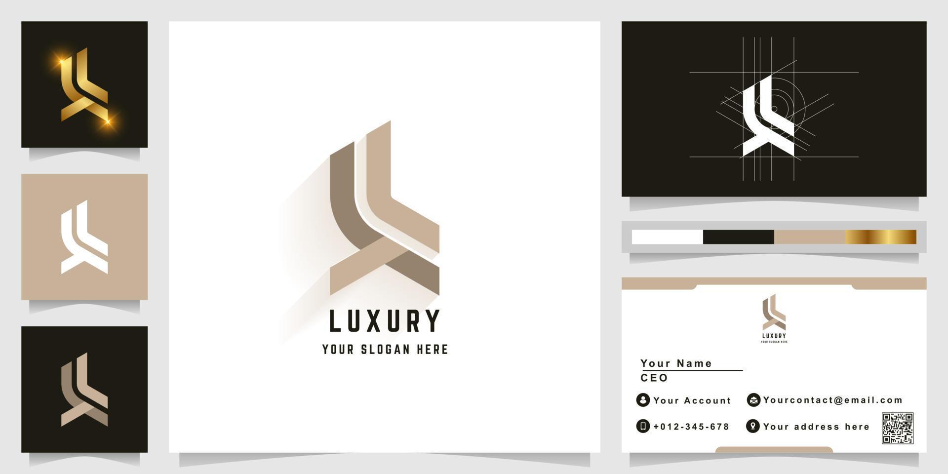 Letter XL or KL monogram logo with business card design vector
