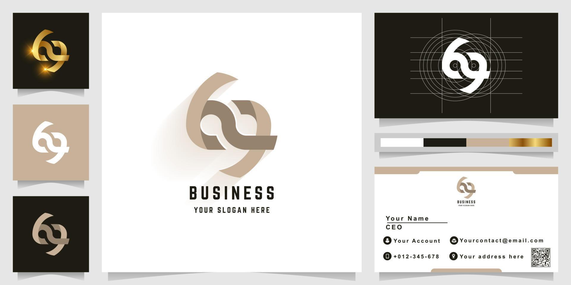 Letter bq or infinity monogram logo with business card design vector