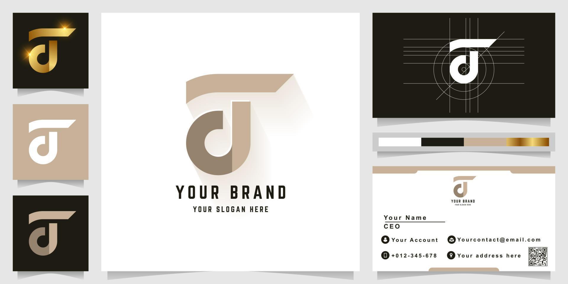 Letter dT or a monogram logo with business card design vector