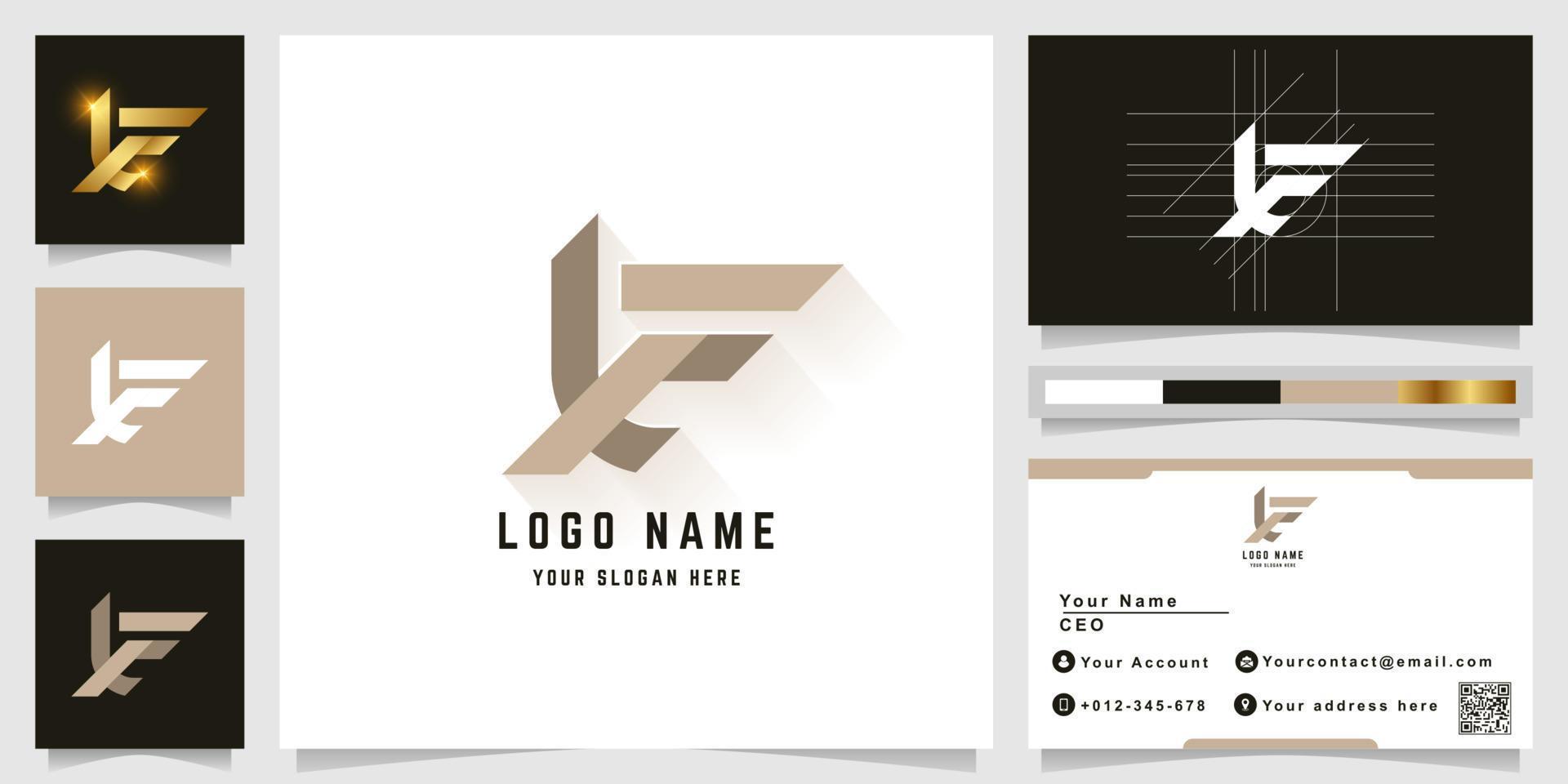 Letter XE or XF monogram logo with business card design vector