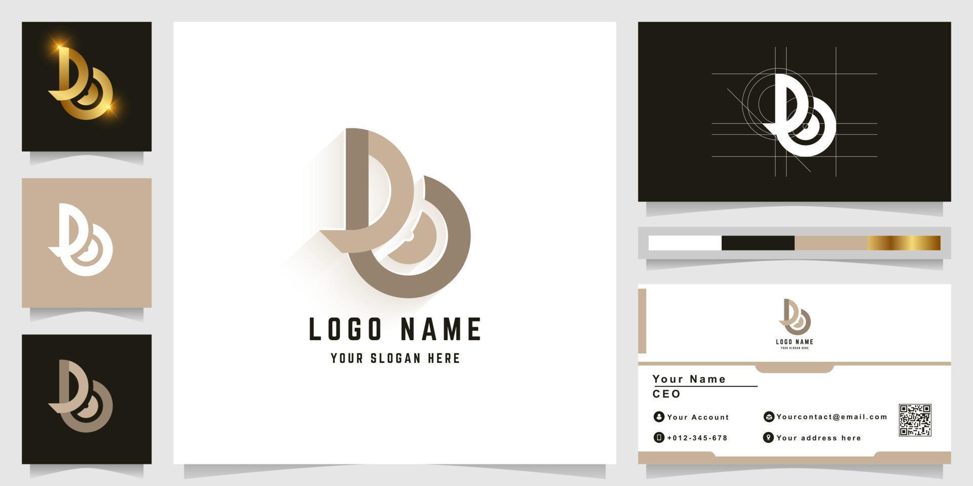 Letter B or Pb monogram logo with business card design vector